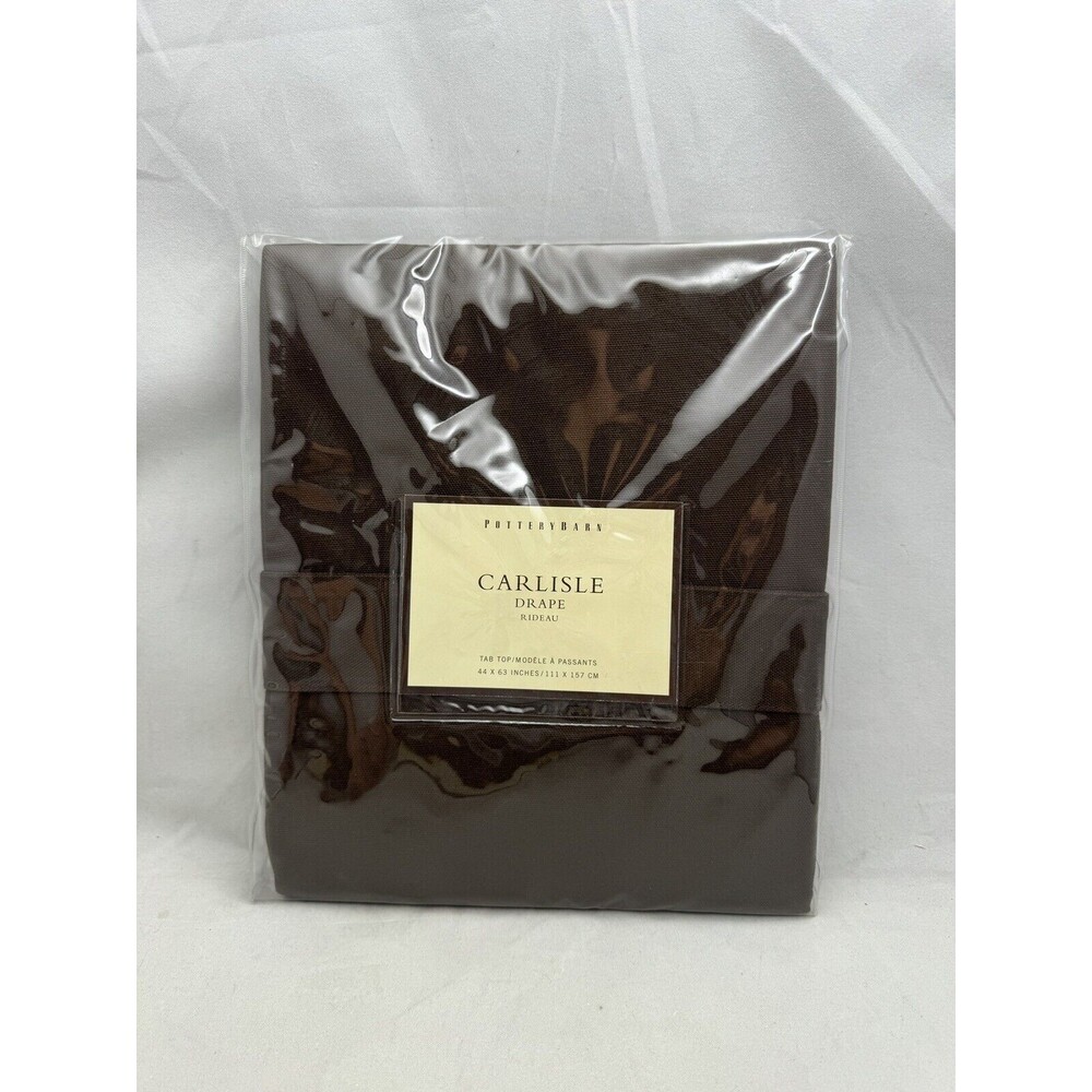 Pottery Barn Carlisle Drape Curtain Tab Top Brown 44x63 Farmhouse Cotton